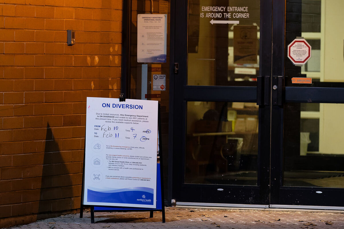 The Tumbler Ridge Health Centre Emergency Department, in Tumbler Ridge, B.C., Canada, on Wednesday, Feb. 11, 2026. (Jesse Boily/The Canadian Press via AP)