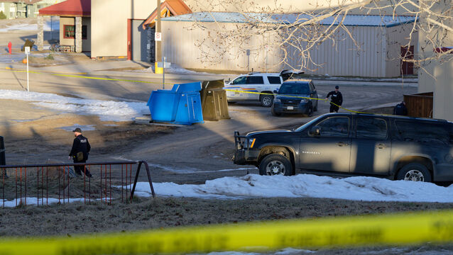 <p>Police block an area near Tumbler Ridge Secondary School (Jesse Boily /The Canadian Press via AP)</p>
