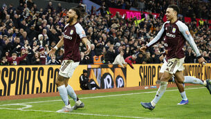 <p>Aston Villa's Tyrone Mings celebrates his side's winning goal against Brighton. Pic: Cody Froggatt/PA Wire.</p>