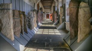 <p>Ogham Stones in the Stone Corridor, University College Cork. Ogma was a Tuatha De Dannan god and general polymath who invented Ogham script.<br>Picture: Tomas Tyner, UCC</p>