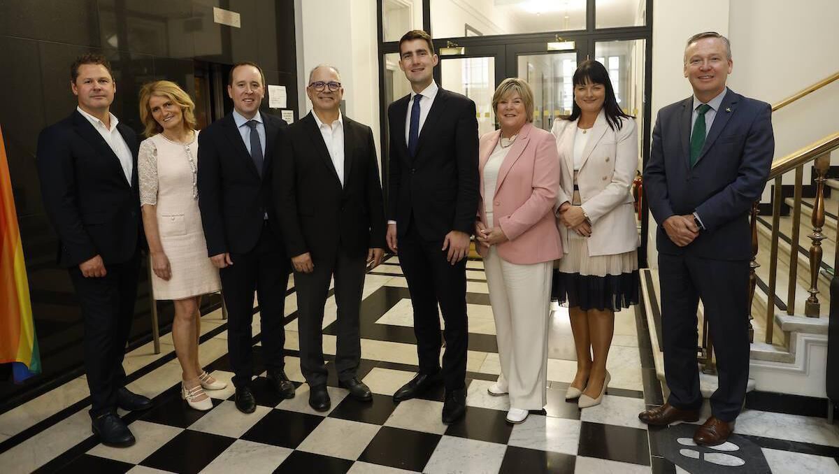 IBM expanding its software development process in Waterford, creating up to 75 jobs: Nathan Cullen, country general manager, IBM Ireland, Mary Buckley, of IDA Ireland, John Cummins, Minister of State at the Department of Housing, Local Government and Heritage, Ross Mauri, GM, IBM Mainframe, Jack Chambers, Minister for Public Expenditure &amp; Reform, Mary Butler, Minister of State at Department of the Taoiseach, with Anne-Marie Tierney le- Roux and Brian McGee, IDA Ireland. Pic: Julien Behal