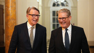 <p>Former British ambassador to the US Peter Mandelson with prime minister Keir Starmer during a visit to Washington in September 2025 File picture: Carl Court/PA</p>