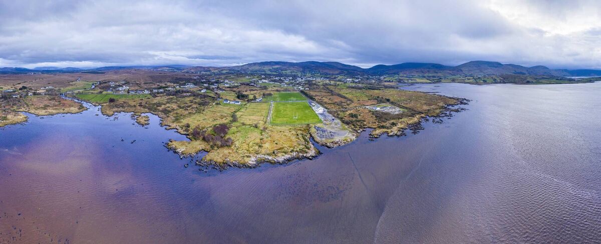 US-Irish dividends: Aerial view of a GAA pitch at Ardara in County Donegal. One local sports club, Termon GAA in Donegal, received €1m through the Immigrant Investor Programme (IIP) endowment scheme. Photo: iStock 