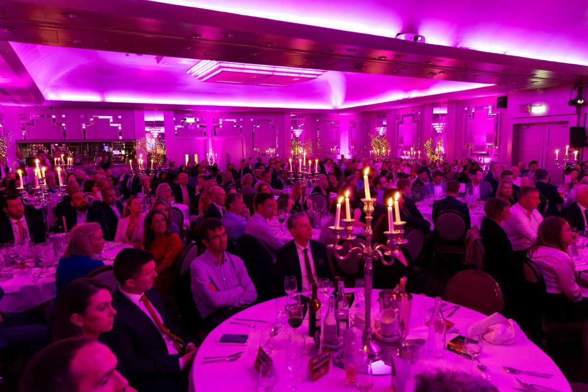 Large gathering of attendees at AmCham’s 2025 Southern Region Dinner at the Maryborough Hotel, Cork. 