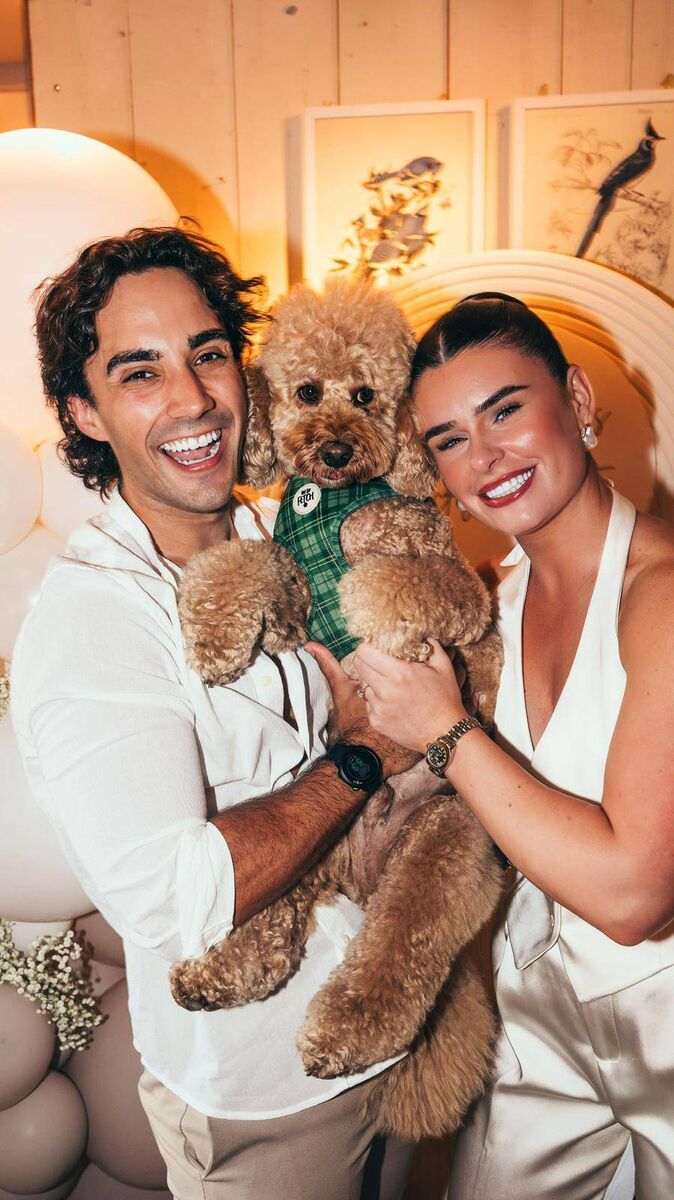 Karen Byrne, partner Jake Carter, and dog Lenny Karen Byrne, partner Jake Carter, and dog Lenny