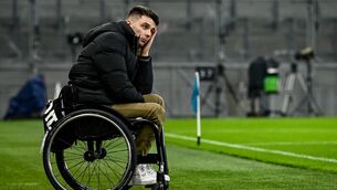 <p>Jamie Wall of Kilbrittain watches the closing moments of the All-Ireland Junior Club Championship final match between Easkey of Sligo and Kilbrittain at Croke Park in Dublin. Pic: Piaras Ó Mídheach/Sportsfile</p>