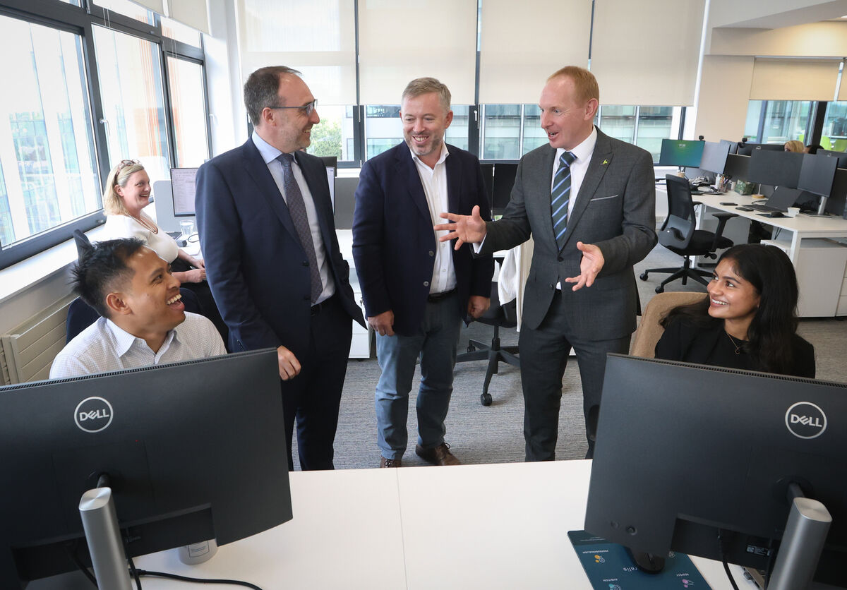 Minister of State with responsibility for Financial Services, Credit Unions, and Insurance, Robert Troy; Aidan Foley, CEO and co-founder, Centralis Group; and Michael Lohan, CEO, IDA Ireland, at the opening of new Centralis offices. The Irish-founded financial services firm is to double its workforce in Dublin to over 70, as part of a €15m investment. Photo: Sasko Lazarov / Photocall Ireland
