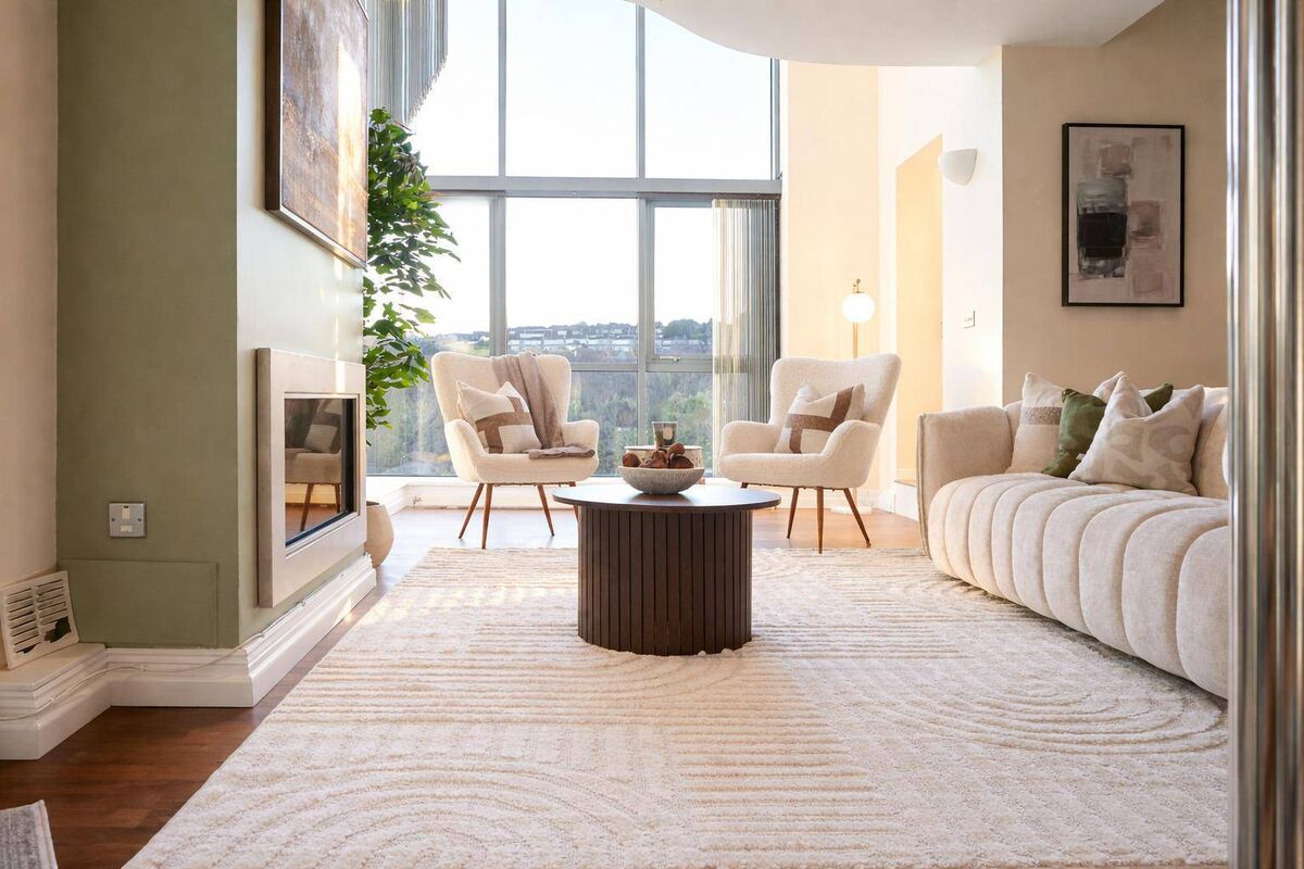 A living room styled by Dara Carey.