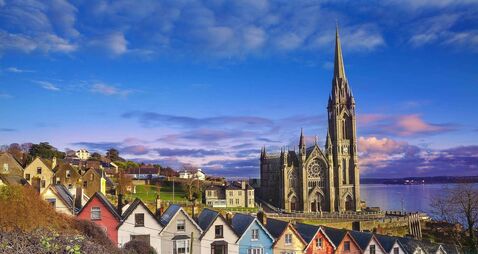 Houses and catherdral in Cobh, Ireland