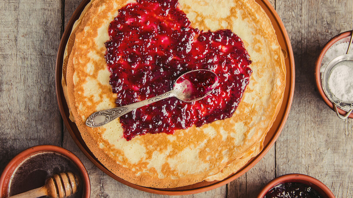 Raspberry and rosewater pancakes