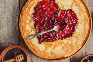 Raspberry and rosewater pancakes