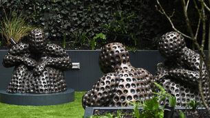 <p> Sean Gallagher's sculpture 'Our Covid Warriors' commemorates those who lost their lives to covid, and the care workers who worked tirelessly for their patients during the pandemic. Picture: Moya Nolan</p>