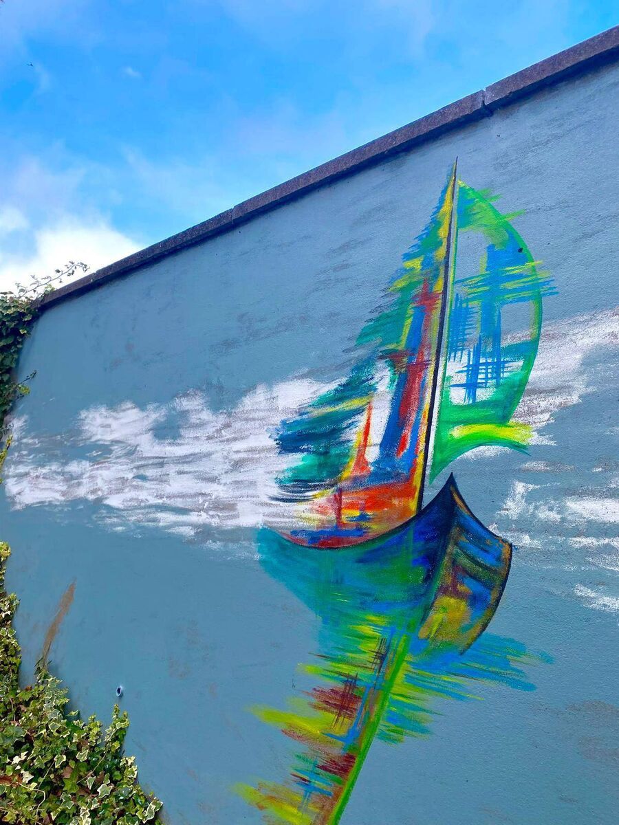 Colourful boat mural at Ard na Carraige