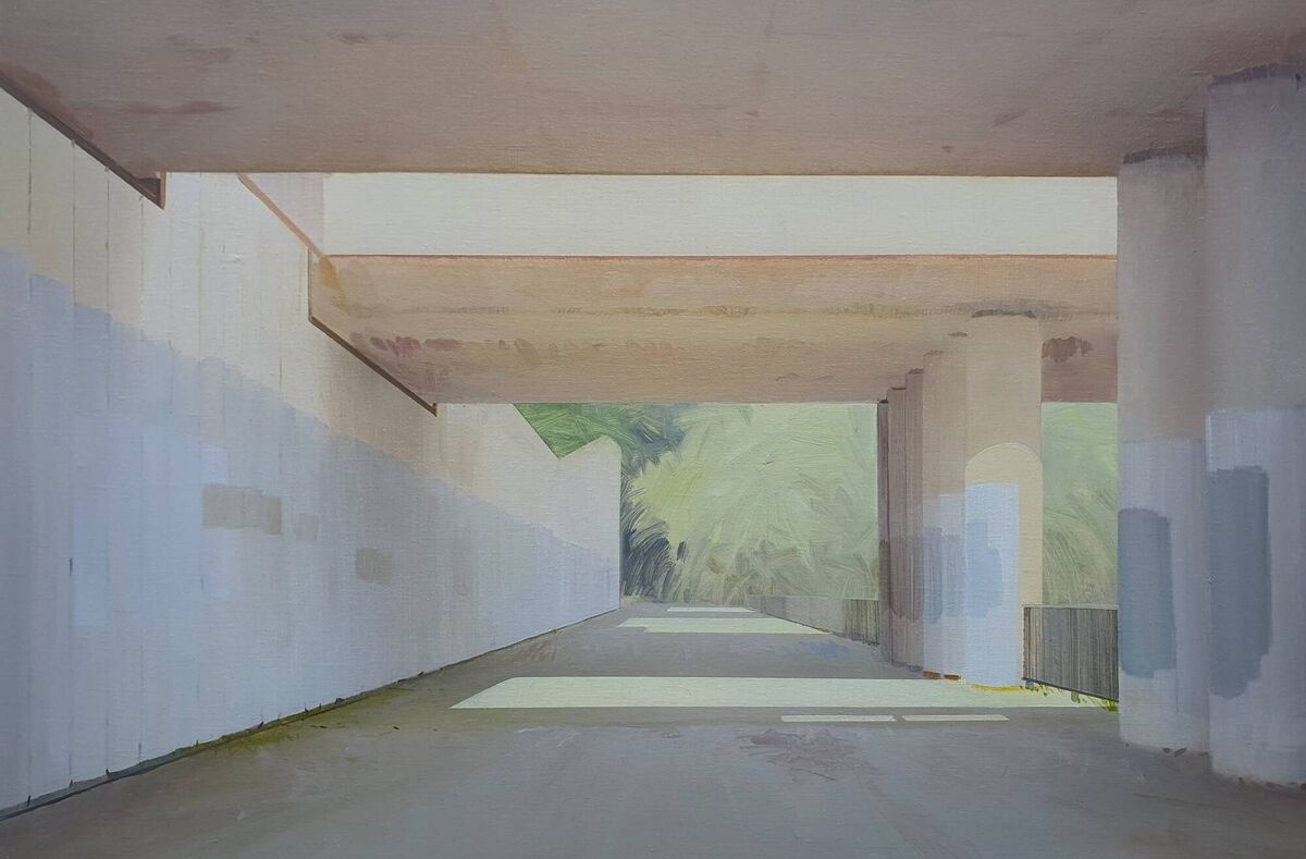 One of John O’Reilly's pieces in the Walkways of the M50 exhibition. 