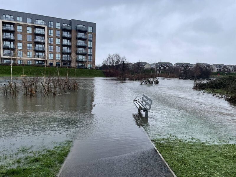Flood water covers a park in north Dublin flooded after heavy rain overnight, with further weather warnings expected on Friday night. Picture: Grainne Ni Aodha/PA Wire