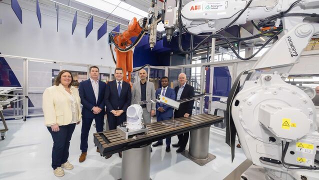 <p>Ruth Mackey of Mbryonics, Aubrey Dunne of Ubotica, enterprise minister Peter Burke, Dietmar Pilz, ESA, Philip Thomas, ESA, and Barry Kennedy, IMR at the official opening of the European Space Agency ‘Phi-Lab’, in Mullingar. Picture: Patrick Browne</p>