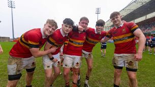 <p>CBC celebrate beating Crescent Comp in the Pinergy Munster Schools Boys Senior Cup Quarter-Final at Thomond Park. Pic: INPHO/Tom O’Hanlon</p>
