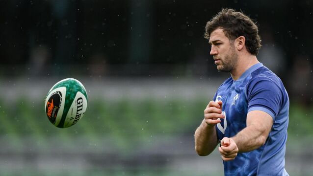INTENT AND DISCIPLINE: Caelan Doris during an Ireland Rugby captain's run at the Aviva Stadium. Pic: Brendan Moran/Sportsfile. <p>INTENT AND DISCIPLINE: Caelan Doris during an Ireland Rugby captain's run at the Aviva Stadium. Pic: Brendan Moran/Sportsfile.</p>