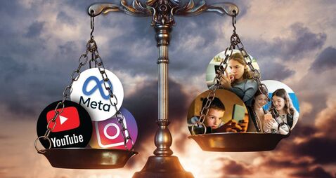 Scales Of Justice On Sunrise Landscape Background