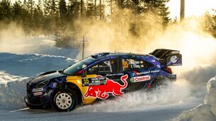 <p>Josh McErlean rear wheel deflation cost him in Sweden, and he sits 9th. Picture: Jaanus Ree / Red Bull Content Pool . </p>