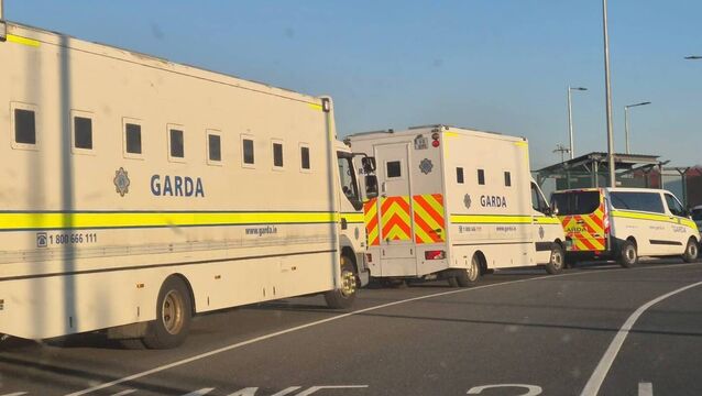 <p>Some 23 males and 15 females were arrested after they went to sign on to notify the State of their whereabouts, as requested, at the Garda National Immigration Bureau. Picture: Garda Press Office</p>