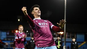 <p>Ethan O'Brien of Drogheda United celebrates. Pic: Ben McShane/Sportsfile.</p>