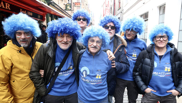 Italian fans in Dublin's Temple Bar before their team's Six Nations game against Ireland at the Aviva Stadium on Saturday. Pic: Leah Farrell/© RollingNews.ie <p>Italian fans in Dublin's Temple Bar before their team's Six Nations game against Ireland at the Aviva Stadium on Saturday. Pic: Leah Farrell/© RollingNews.ie</p>