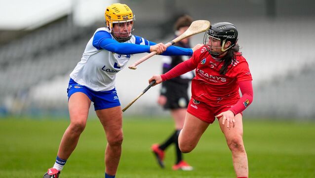 <p>Niamh Rockett of Waterford and Meabh Murphy of Cork battle for possession. Pic: INPHO/James Lawlor</p>