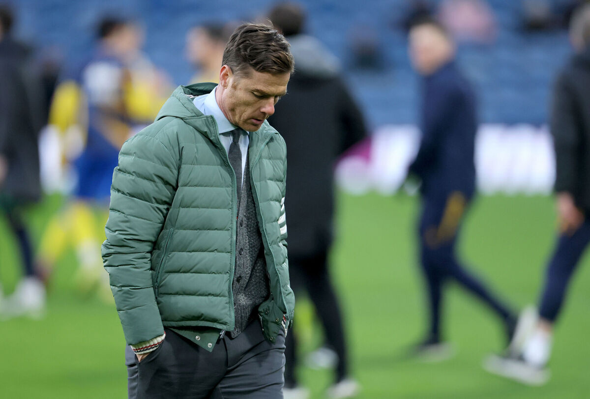 Burnley manager Scott Parker dejected at the final whistle. Pic: Richard Sellers/PA