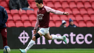 <p>Bordeaux Bègles' Joey Carbery during the warm up. Pic: INPHO/Bryan Keane</p>