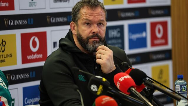 <p>SCREEN BREAK: Andy Farrell speaks to the media after the match. The Ireland's Head Coach criticised the behaviour of some Ireland fans on social media. Pic: INPHO</p>