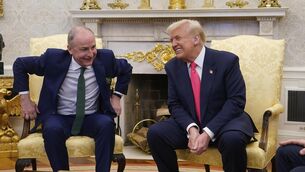 <p>Taoiseach Micheál Martin with US President Donald Trump in Washington.</p>