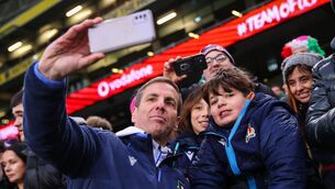 <p>MAKING THEIR MARK: Italy's Head Coach Gonzalo Quesada takes a selfie with fans after the match. Pic: ©INPHO/Ben Brady.</p> <p>MAKING THEIR MARK: Italy's Head Coach Gonzalo Quesada takes a selfie with fans after the match. Pic: ©INPHO/Ben Brady.</p>