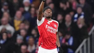 <p>Noni Madueke set Arsenal on their way to an emphatic win. Pic: John Walton/PA)</p>