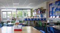 Empty Tables And Chairs In Primary Or Elementary School Classroom