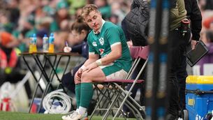 <p>HARD TO TAKE: Ireland's Craig Casey is sent to the sinbin. Pic: Niall Carson/PA Wire.</p>
