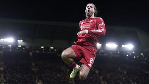 <p>JUMP FOR JOY: Liverpool's Dominik Szoboszlai celebrates. Peter Byrne/PA Wire.</p> <p>JUMP FOR JOY: Liverpool's Dominik Szoboszlai celebrates. Peter Byrne/PA Wire.</p>