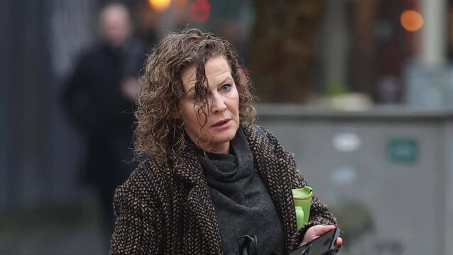 <p>Fiona Donohoe, the mother of 14-year-old Noah Donohoe, outside Belfast Coroner’s Court Picture: Liam McBurney/PA</p>
