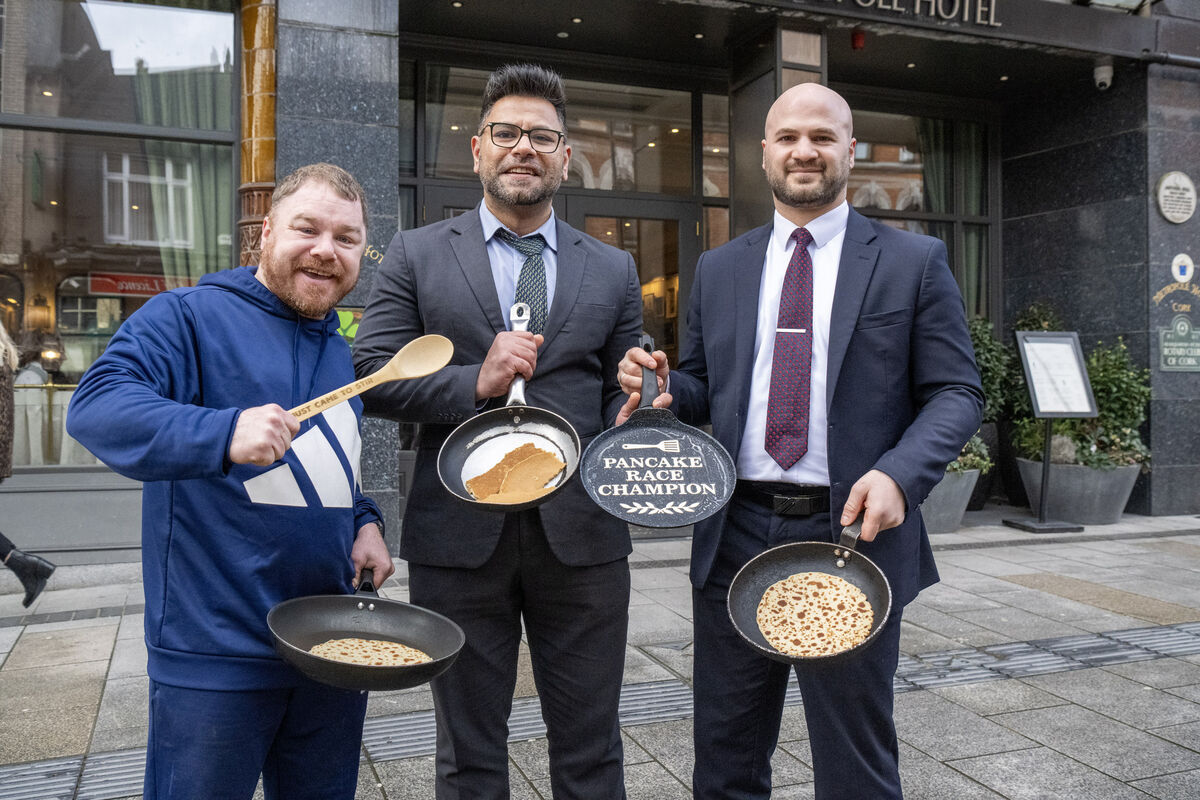 (Left to right) Former champion, James Healy from The Shelbourne Bar, with today's joint winners Azim Ali from The Address and Robert Bejanishvili of The Metropole Hotel were joint winners. Picture: Brian Lougheed (Left to right) Former champion, James Healy from The Shelbourne Bar, with today's joint winners Azim Ali from The Address and Robert Bejanishvili of The Metropole Hotel were joint winners. Picture: Brian Lougheed