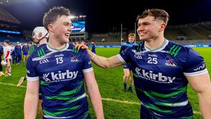 <p>University of Limerick's Darragh McCarthy and Max Hackett. Pic after the Fitzgibbon Cup victory: INPHO/Tom O’Hanlon</p> <p>University of Limerick's Darragh McCarthy and Max Hackett. Pic after the Fitzgibbon Cup victory: INPHO/Tom O’Hanlon</p>
