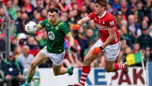 <p>STANDOUT GAME: Meath's Jordan Morris with Ian Maguire of Cork. Pic: ©INPHO/Ben Brady</p>