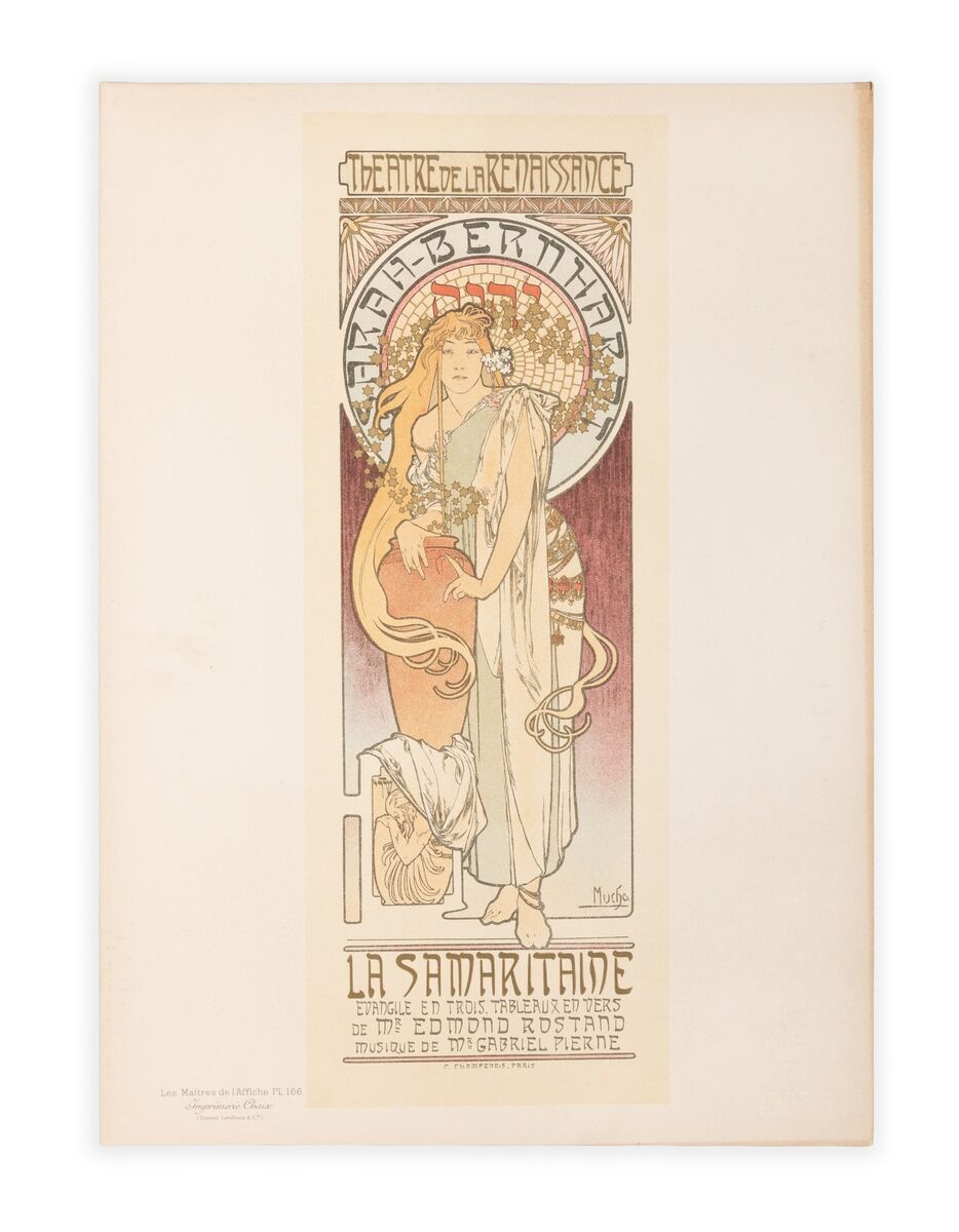 Alphonse Mucha's poster with Sarah Bernhardt at James Adam.