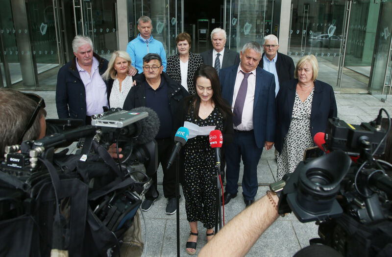 Murder victim Nora Sheehan's granddaughter Katie Sheehan speaking to the media accompanied by James Sheehan and other family members after the sentencing of Noel Long at the Criminal Courts of Justice on August 4, 2023. File picture: Collins Courts