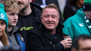 <p>Michael Flatley at the Guinness Men’s Six Nations Championship Round 2 game against Italy at the Aviva Stadium on Saturday. Picture: Ben Brady/Inpho </p>