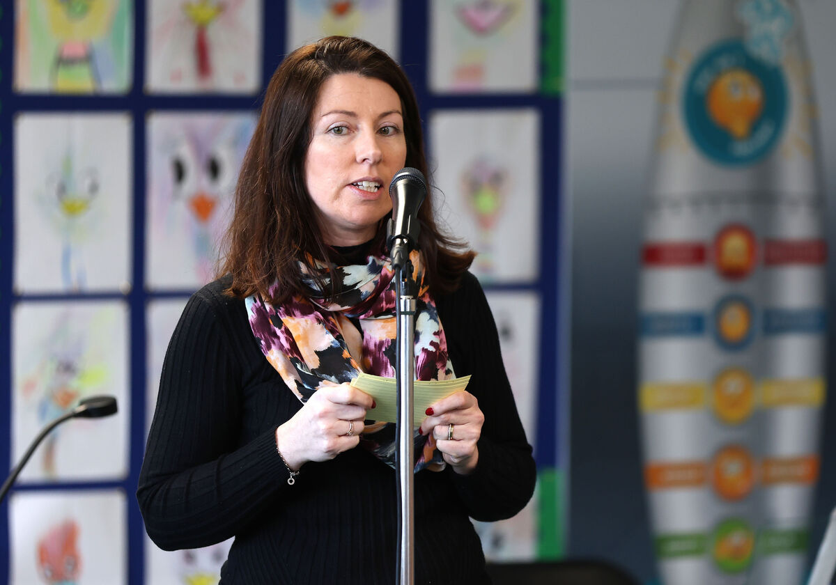 Parents' association chairwoman Sabrina O’Shea speaking at the opening ceremony for the new sensory rooms funded by parents at Scoil Eoin, Ballincollig, Cork. Picture: Jim Coughlan