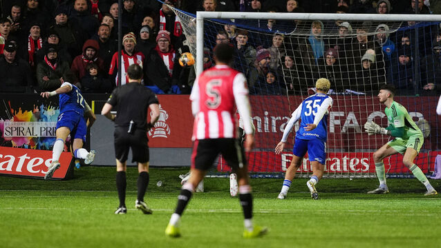 <p>Macclesfield's Sam Heathcote scores an own goal during the FA Cup fourth round match against Brentford. Pic: Martin Rickett/PA Wire.</p>