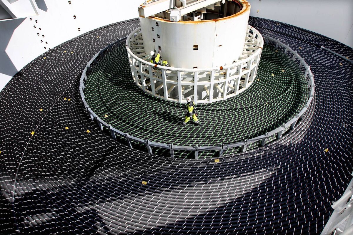 A view of a section of the 575km Celtic Interconnector on board one of the vessels laying it on subsea path between east Cork and Brittany, France. 