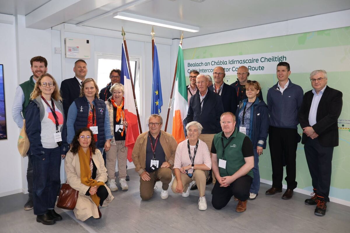 Kieran French pictured with EirGrid colleagues and a visiting delegation of French mayors to the converter station site at Ballyadam outside Carrigtwohill, east Cork.