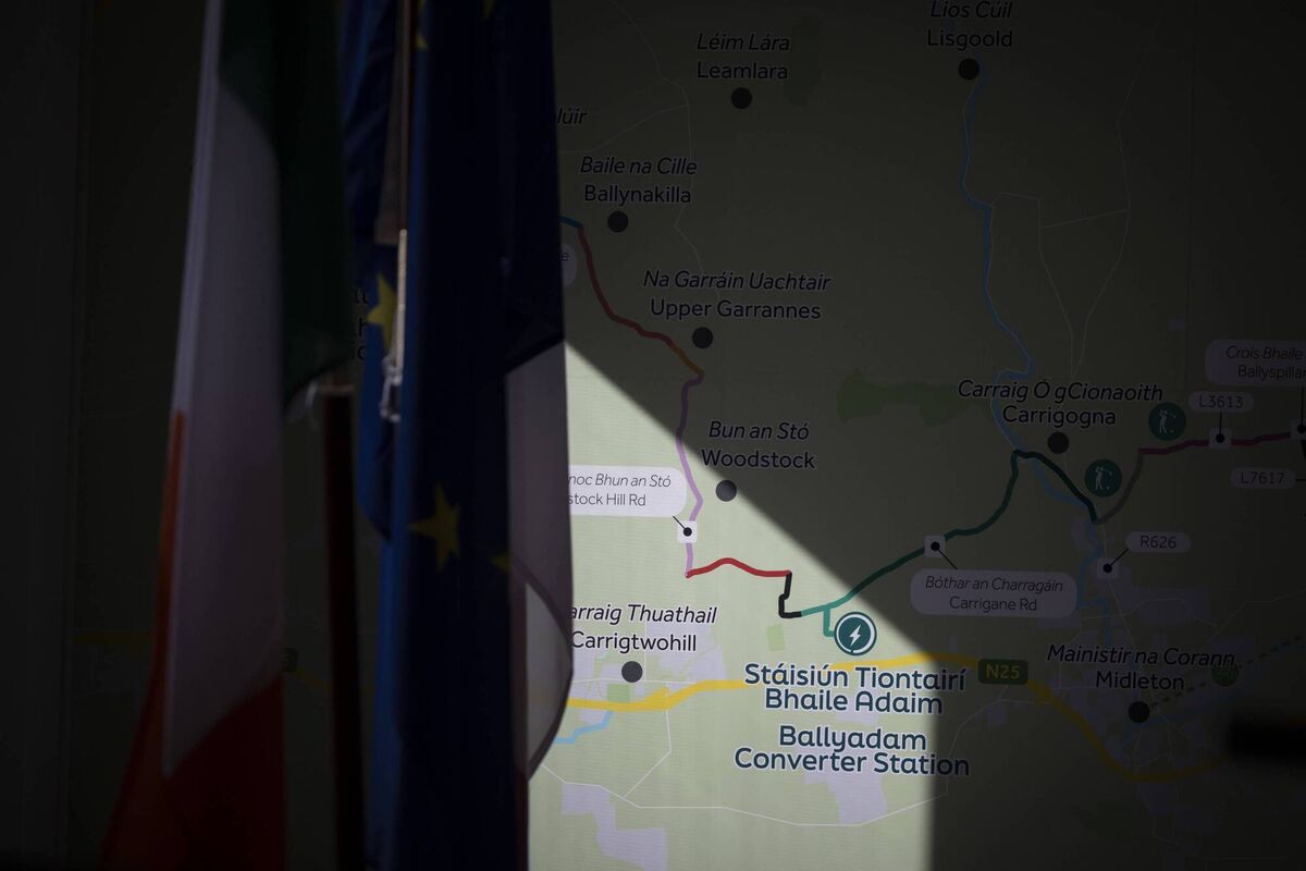 A map depicting the onshore cable route for the Celtic Interconnector project. Photo: Clare Keogh