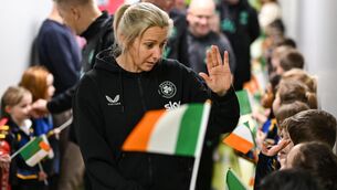 <p>Republic of Ireland women's head coach Carla Ward during a visit to Carrigtwohill Community National School in Cork. Pic: Stephen McCarthy/Sportsfile</p>